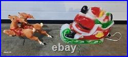 Vtg 1970 Empire Santa Reindeer Sleigh Lighted Table Top Blow Mold Made in USA