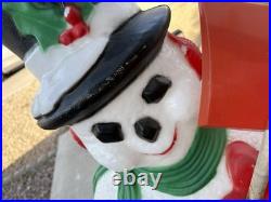 Vtg 1995 40 TPI Snowman Holding a Shovel Christmas Wreath Blow Mold Xmas