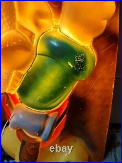 Vtg 34 Santa's Workshop Elf Sign Paint Lighted Christmas Blow Mold General Foam