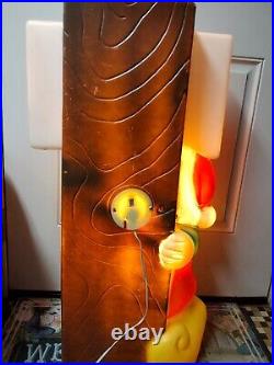 Vtg 34 Santa's Workshop Elf Sign Paint Lighted Christmas Blow Mold General Foam