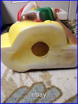 Vtg 34 Santa's Workshop Elf Sign Paint Lighted Christmas Blow Mold General Foam
