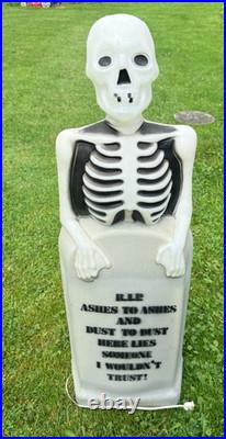 Vtg 35 Skeleton Tombstone Blow Mold R. I. P. Ashes to Ashes Empire Halloween USA