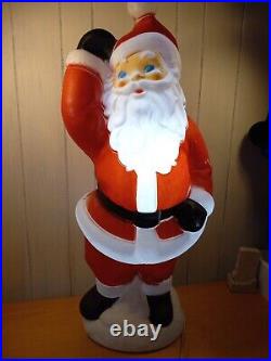 Vtg 40 Empire Waving Santa Claus Christmas Blow Mold Plastic Lighted Works