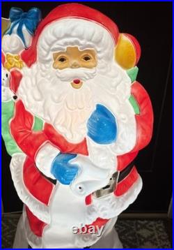 Vtg 42 Santa's Best Santa Christmas Lighted Blow Mold Toy Bag With Presents