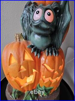 Vtg Bat and Pumpkin Head Totem Halloween Blow Mold, Trendmaster Lighted, RARE