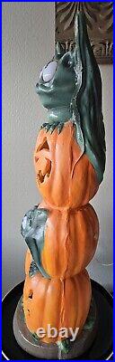 Vtg Bat and Pumpkin Head Totem Halloween Blow Mold, Trendmaster Lighted, RARE