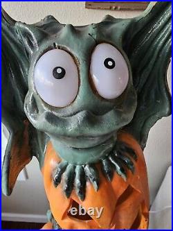 Vtg Bat and Pumpkin Head Totem Halloween Blow Mold, Trendmaster Lighted, RARE