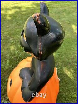 Vtg Black Cat on a Pumpkin Halloween Blow Mold Empire Carolina Enterprises 34