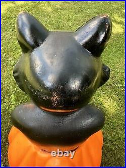 Vtg Black Cat on a Pumpkin Halloween Blow Mold Empire Carolina Enterprises 34