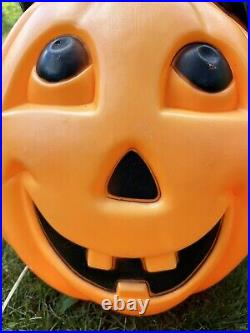 Vtg Black Cat on a Pumpkin Halloween Blow Mold Empire Carolina Enterprises 34