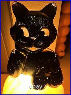 Vtg Black Cat on a Pumpkin Halloween Blow Mold Empire Carolina Enterprises 34