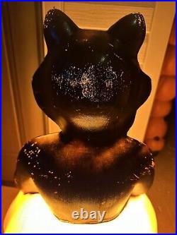 Vtg Black Cat on a Pumpkin Halloween Blow Mold Empire Carolina Enterprises 34