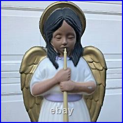 Vtg Blow Mold Black Angel Trumpet Horn Christmas Yard Decor African American 1 2