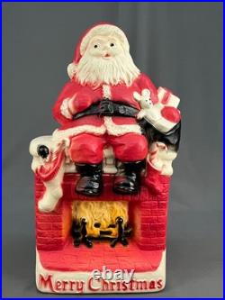 Vtg Dapol 17 Lighted Blow Mold Christmas Santa Sitting Chimney Fireplace Mint