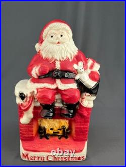 Vtg Dapol 17 Lighted Blow Mold Christmas Santa Sitting Chimney Fireplace Mint