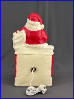 Vtg Dapol 17 Lighted Blow Mold Christmas Santa Sitting Chimney Fireplace Mint