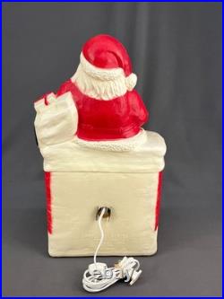 Vtg Dapol 17 Lighted Blow Mold Christmas Santa Sitting Chimney Fireplace Mint