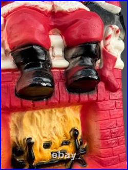 Vtg Dapol 17 Lighted Blow Mold Christmas Santa Sitting Chimney Fireplace Mint
