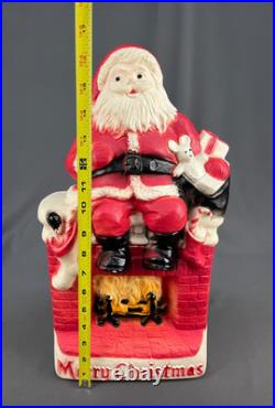 Vtg Dapol 17 Lighted Blow Mold Christmas Santa Sitting Chimney Fireplace Mint