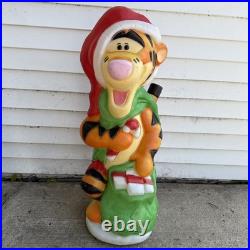 Vtg Disney Tigger Christmas 36 Lighted Plastic Blow Mold Santa's Best