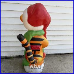 Vtg Disney Tigger Christmas 36 Lighted Plastic Blow Mold Santa's Best