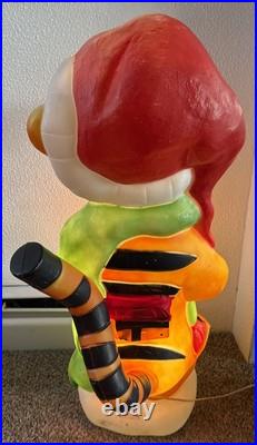 Vtg Disney Tigger Christmas 36 Lighted Plastic Blow Mold Santa's Best