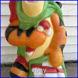 Vtg Disney Tigger Christmas 36 Lighted Plastic Blow Mold Santa's Best