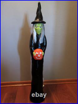 Vtg Don Featherstone Dual Lighted Halloween Witch Blow Mold 36 VERY NICE