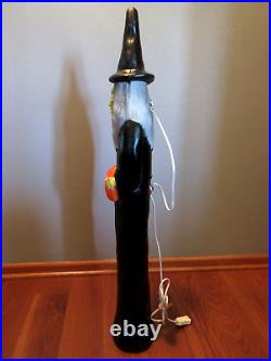 Vtg Don Featherstone Dual Lighted Halloween Witch Blow Mold 36 VERY NICE