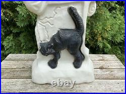 Vtg Drainage Industries Halloween Blow Mold Lighted Grave Stone Boo Ghost Cat
