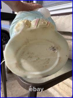 Vtg Drainage Lighted Blow Mold 3 Triple Easter Bunny Stack/Pile In Basket 33