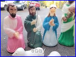 Vtg Empire 8 Piece Blow Mold Christmas Nativity Set Yard Decor Wise Men