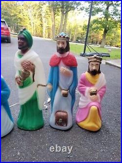 Vtg Empire 8 Piece Blow Mold Christmas Nativity Set Yard Decor Wise Men