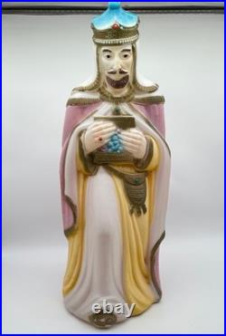 Vtg Empire Blow Mold Christmas Nativity Wise Man Bowing Kneeling 36 Pink Gold