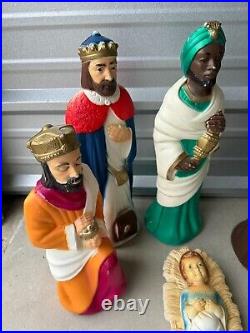 Vtg Empire Blow Mold Nativity Set 9 Pc Christmas Small Tabletop Great Condition