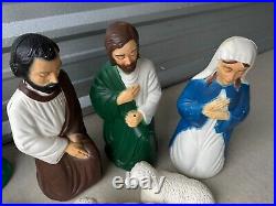 Vtg Empire Blow Mold Nativity Set 9 Pc Christmas Small Tabletop Great Condition