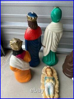 Vtg Empire Blow Mold Nativity Set 9 Pc Christmas Small Tabletop Great Condition