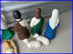 Vtg Empire Blow Mold Nativity Set 9 Pc Christmas Small Tabletop Great Condition