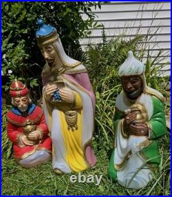 Vtg Empire Nativity Blow Mold 3 Wise Men Three Kings Set Lighted Cords No Cracks
