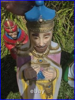 Vtg Empire Nativity Blow Mold 3 Wise Men Three Kings Set Lighted Cords No Cracks