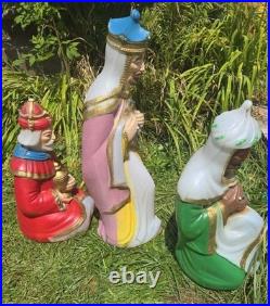 Vtg Empire Nativity Blow Mold 3 Wise Men Three Kings Set Lighted Cords No Cracks