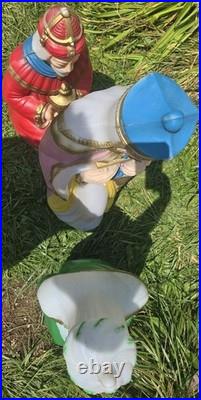 Vtg Empire Nativity Blow Mold 3 Wise Men Three Kings Set Lighted Cords No Cracks