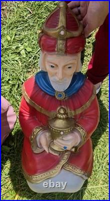 Vtg Empire Nativity Blow Mold 3 Wise Men Three Kings Set Lighted Cords No Cracks