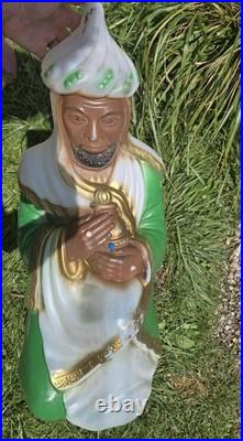 Vtg Empire Nativity Blow Mold 3 Wise Men Three Kings Set Lighted Cords No Cracks