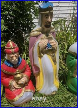 Vtg Empire Nativity Blow Mold 3 Wise Men Three Kings Set Lighted Cords No Cracks