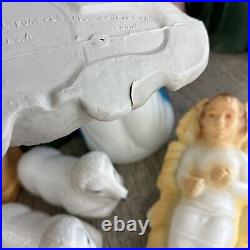 Vtg General Foam Blow Mold Nativity Set 12 Pc Lighted Christmas Small Tabletop