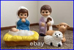 Vtg. General Foam Plastics Nativity Set Blow Mold Lights-5 Pcs 17 Original Box