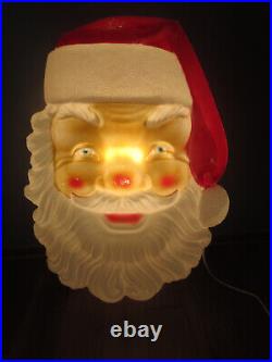 Vtg Giant Empire Christmas Lighted Plastic Santa Claus Head Blow Mold -34 Tall