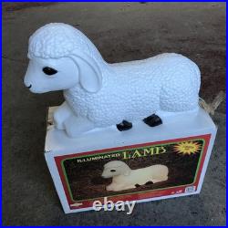 Vtg Grand Venture Lighted Lamb Blow Mold Christmas Nativity Original Box Sheep