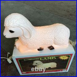 Vtg Grand Venture Lighted Lamb Blow Mold Christmas Nativity Original Box Sheep